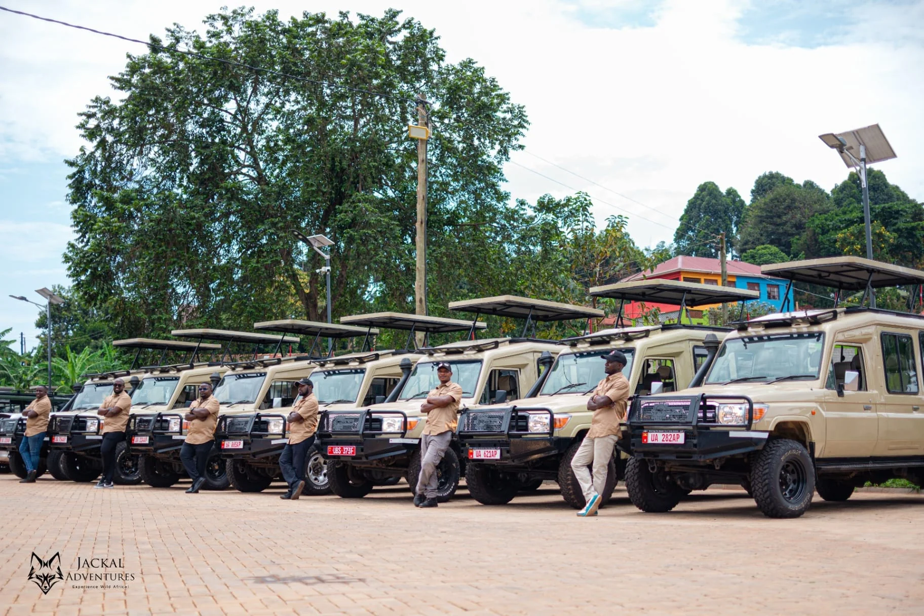 Jackal Adventures guides and drivers with the safari fleet
