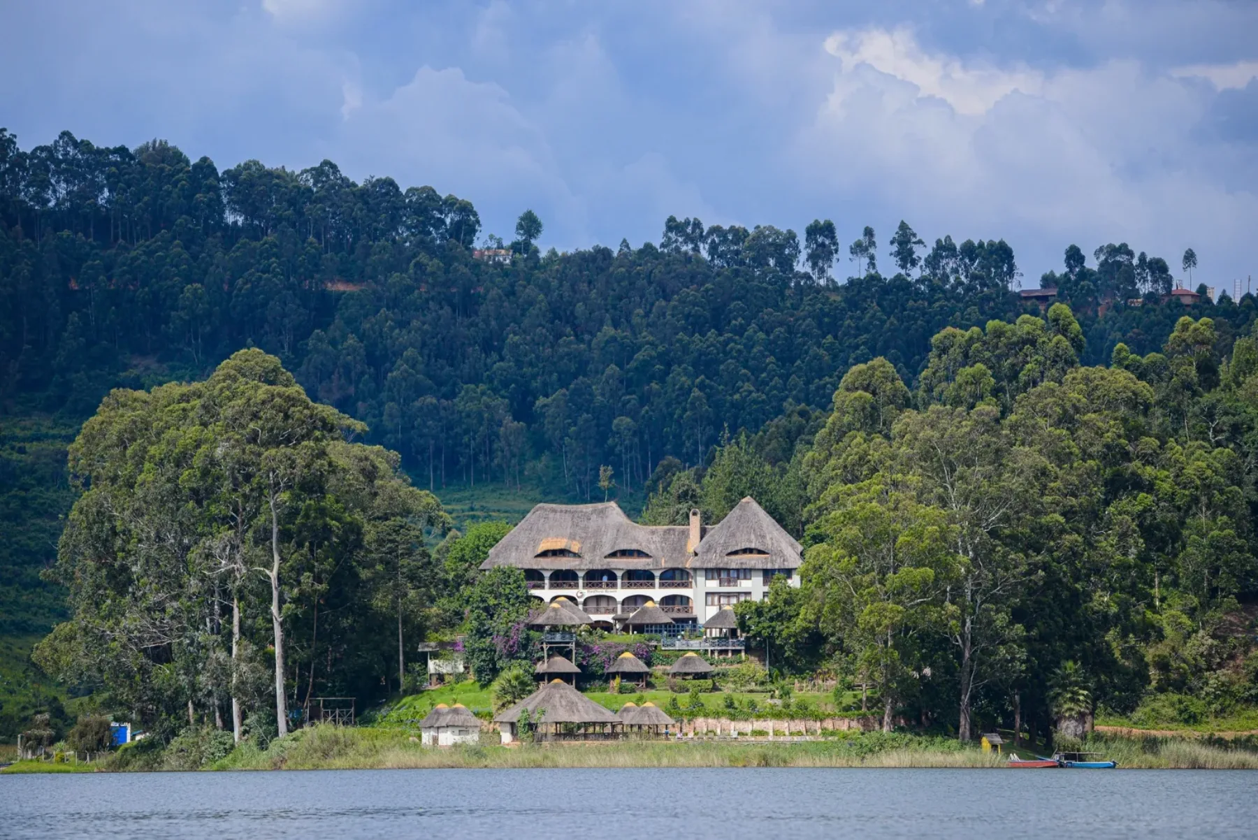 Lodge overlooking the terraced islands of Lake Bunyonyi