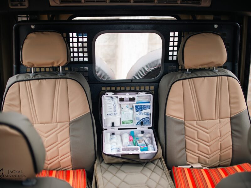 First aid kit carried in every safari vehicle