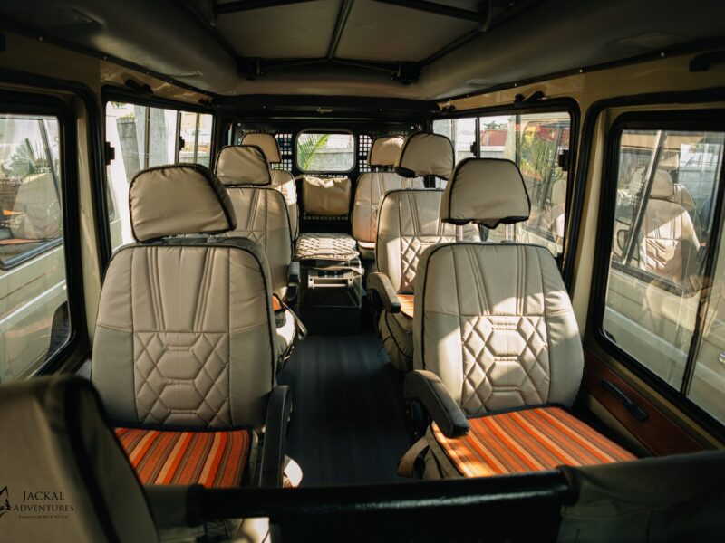 Extended, wider seating inside a safari Land Cruiser
