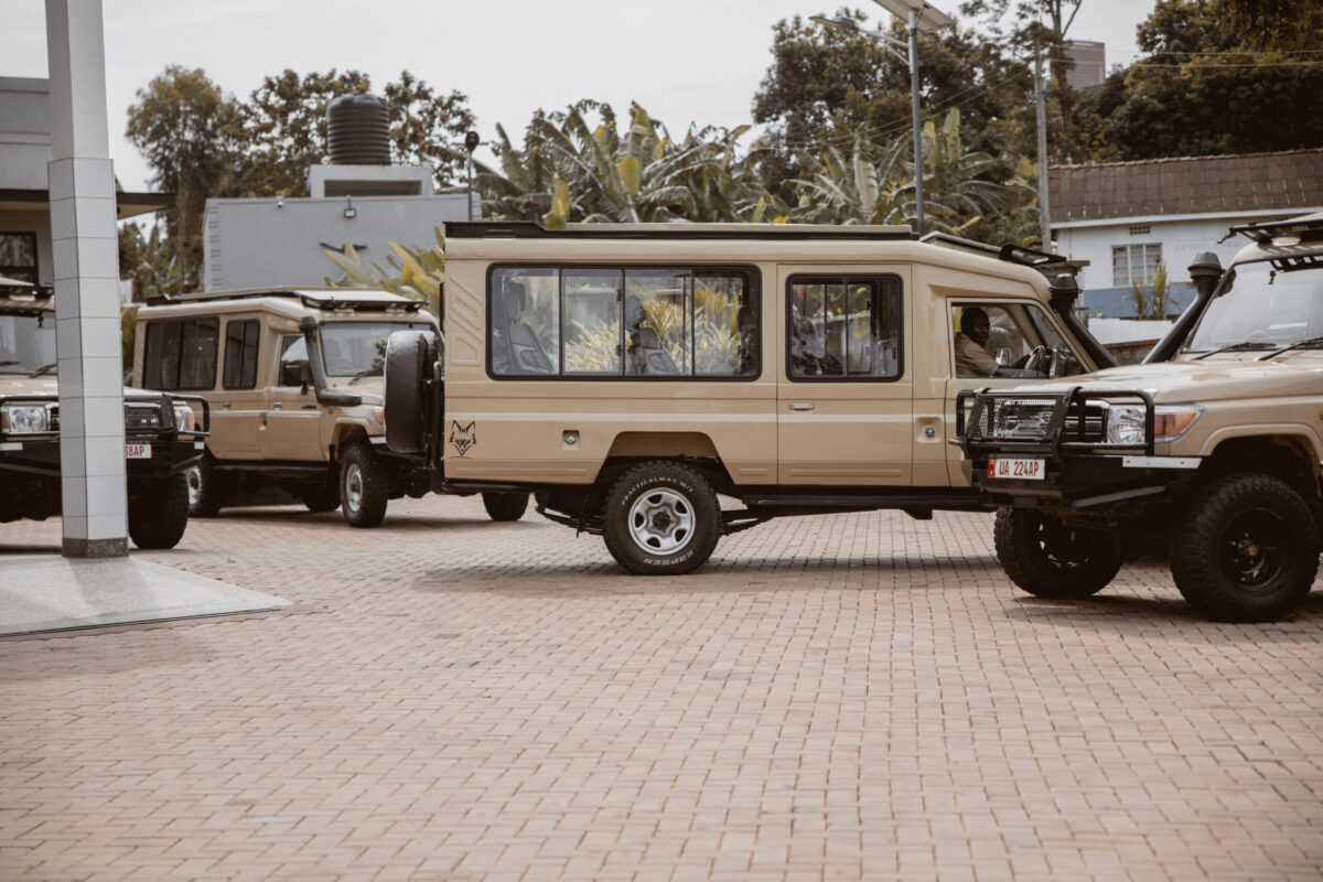 Oversized panoramic side windows of a Jackal Adventures safari Land Cruiser